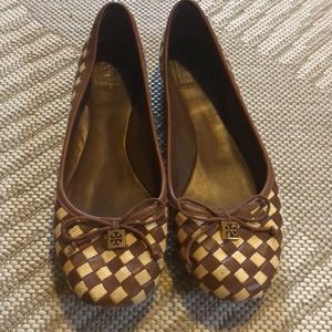 Tory Burch Prescott Woven Harlequin Leather Flats